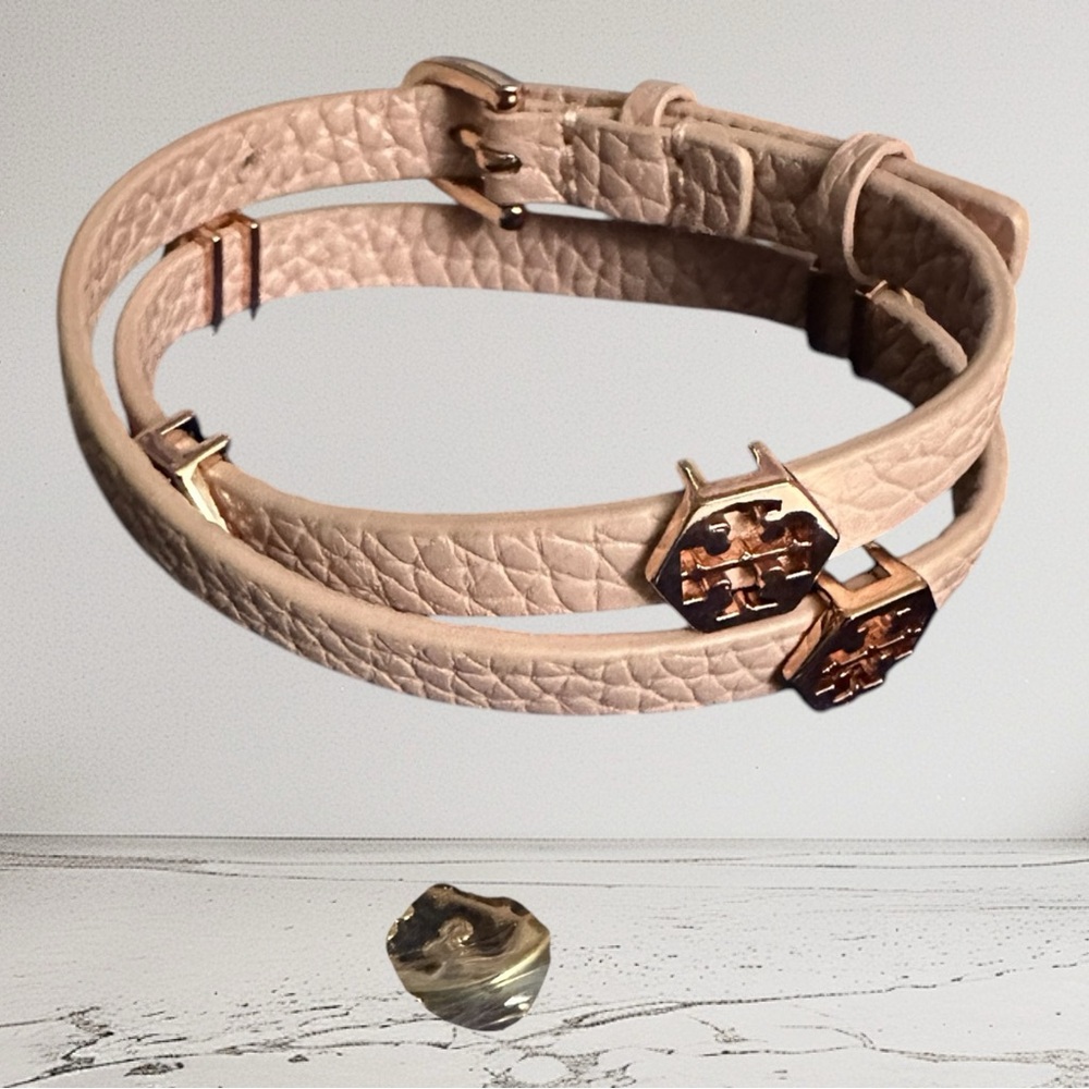 Tory Burch double wrap bracelet Light Pink & Rose Gold T’s w/ TB pouch